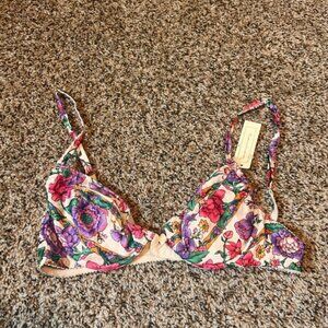 Vintage‎ Iryse Floral Print Bra Unlined Bralette Adjustable Straps Size 34B/S